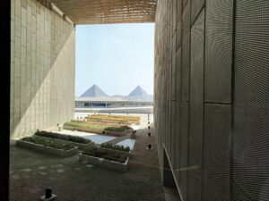 The G E M & Giza pyramid from Cairo